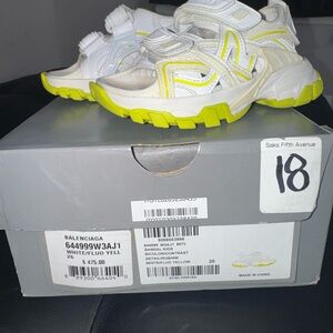 Balenciaga Kids White and Fluorescent Yellow Sneakers